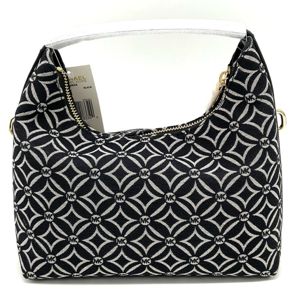 Michael Kors Ember Small Logo Jacquard Messenger Bag Black - Picture 5 of 11
